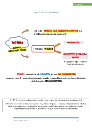 Mapas Mentais – Lei dos Crimes de TORTURA (Lei n° 9.455/97)