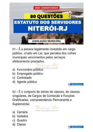 80 Questões de Estatuto dos Servidores de Niterói-RJ (Comentadas e Simulado)