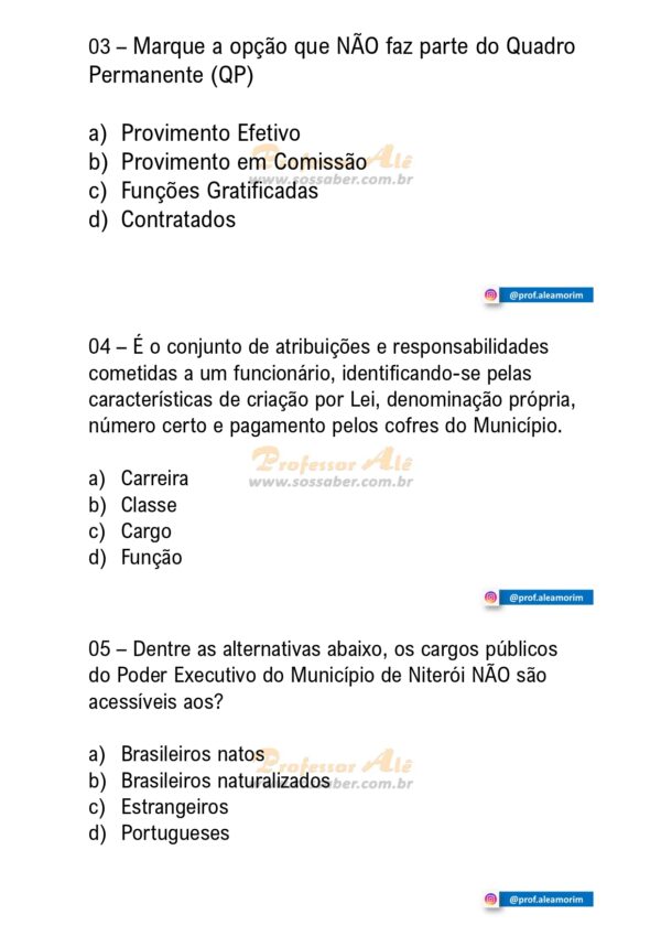 80 Questões de Estatuto de Niterói-RJ COMENTADAS